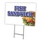 Signmission Fish Sandwich Yard Sign & Stake outdoor plastic coroplast window, C-1824 Fish Sandwich C-1824 Fish Sandwich - alternate 1